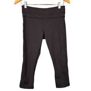 Lululemon Run Inspire Crop II Mesh Panel Leggings Size 6 Black Capri Pants